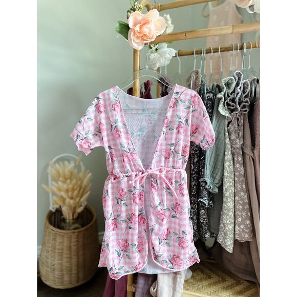 New Briar Rose Gingham Mesh Tie Front Kimono Swim Coverup 4T - Picture 2 of 4